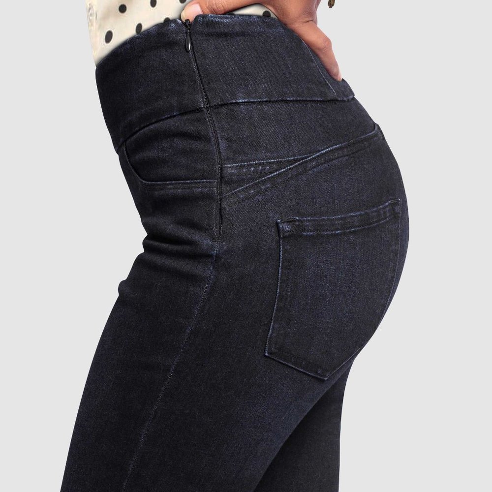OLGYN Stretch Black Denim Pull on Pant Skinny Fit - Picture 4 of 5